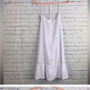 FRESHWATER Eyelet Trim Swim Cover Up Dress 1X White NWT